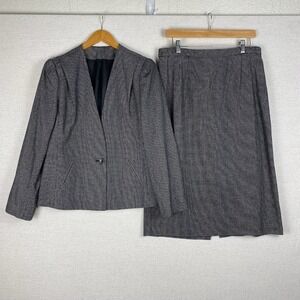 Vtg EH Woods SUIT Womens M/L Tweed Blazer & Skirt Heritage Academia Work Chic